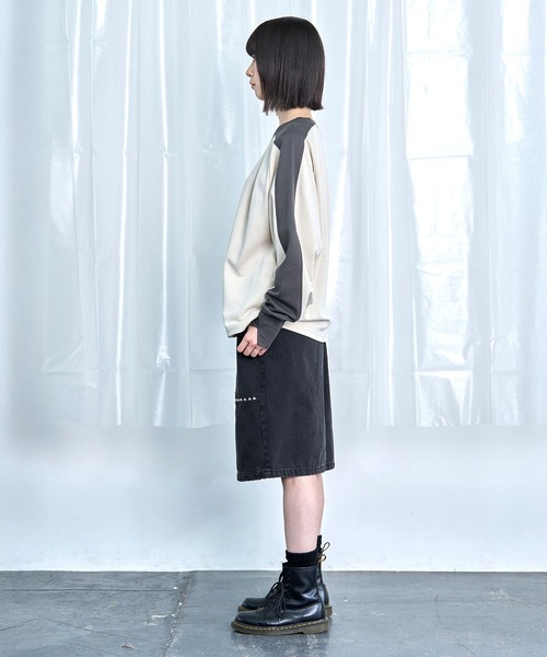 Nora Lily(ノラリリー)の「【Nora Lily】Switching Bi-Color Tuck Raglan Tee(Tシャツ/カットソー・メンズ・ブラック/アイボリー/グレー・FREE)」の9枚目の写真