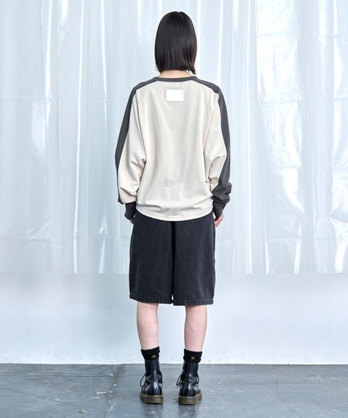 Nora Lily(ノラリリー)の「【Nora Lily】Switching Bi-Color Tuck Raglan Tee(Tシャツ/カットソー・メンズ・ブラック/アイボリー/グレー・FREE)」の10枚目の写真