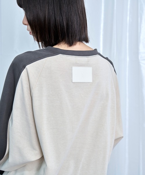 Nora Lily(ノラリリー)の「【Nora Lily】Switching Bi-Color Tuck Raglan Tee(Tシャツ/カットソー・メンズ・ブラック/アイボリー/グレー・FREE)」の7枚目の写真
