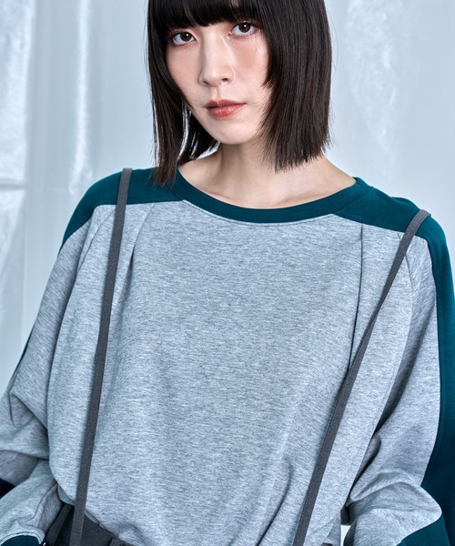 Nora Lily(ノラリリー)の「【Nora Lily】Switching Bi-Color Tuck Raglan Tee(Tシャツ/カットソー・メンズ・ブラック/アイボリー/グレー・FREE)」の17枚目の写真