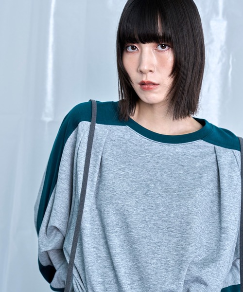 Nora Lily(ノラリリー)の「【Nora Lily】Switching Bi-Color Tuck Raglan Tee(Tシャツ/カットソー・メンズ・ブラック/アイボリー/グレー・FREE)」の18枚目の写真