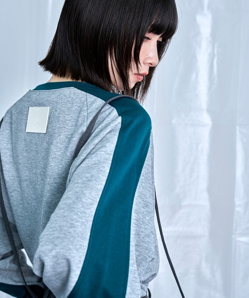 Nora Lily(ノラリリー)の「【Nora Lily】Switching Bi-Color Tuck Raglan Tee(Tシャツ/カットソー・メンズ・ブラック/アイボリー/グレー・FREE)」の19枚目の写真