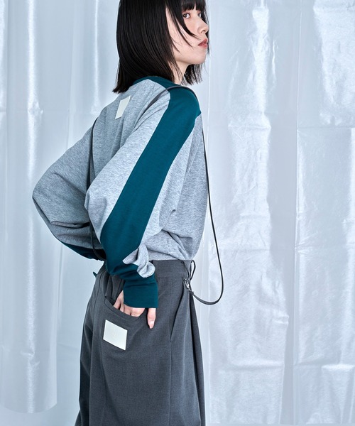 Nora Lily(ノラリリー)の「【Nora Lily】Switching Bi-Color Tuck Raglan Tee(Tシャツ/カットソー・メンズ・ブラック/アイボリー/グレー・FREE)」の20枚目の写真
