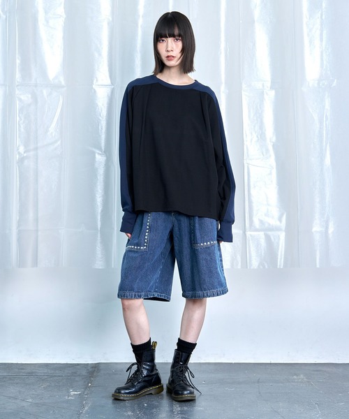 Nora Lily(ノラリリー)の「【Nora Lily】Switching Bi-Color Tuck Raglan Tee(Tシャツ/カットソー・メンズ・ブラック/アイボリー/グレー・FREE)」の14枚目の写真