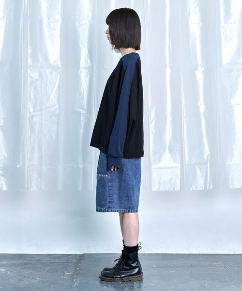 Nora Lily(ノラリリー)の「【Nora Lily】Switching Bi-Color Tuck Raglan Tee(Tシャツ/カットソー・メンズ・ブラック/アイボリー/グレー・FREE)」の15枚目の写真