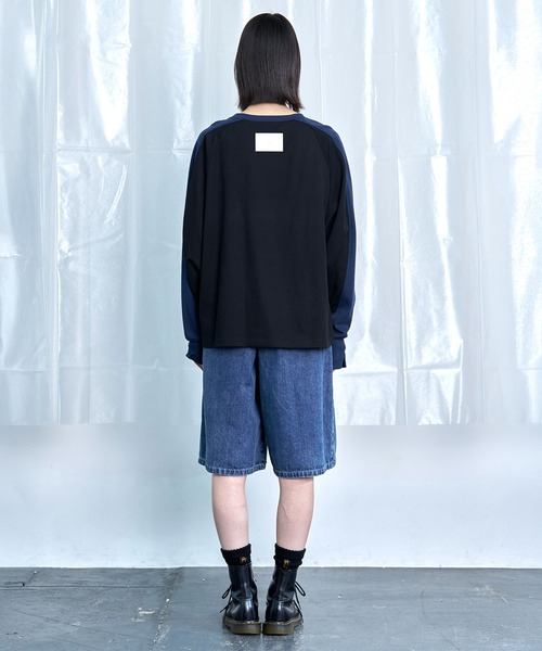 Nora Lily(ノラリリー)の「【Nora Lily】Switching Bi-Color Tuck Raglan Tee(Tシャツ/カットソー・メンズ・ブラック/アイボリー/グレー・FREE)」の16枚目の写真