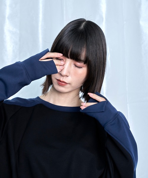 Nora Lily(ノラリリー)の「【Nora Lily】Switching Bi-Color Tuck Raglan Tee(Tシャツ/カットソー・メンズ・ブラック/アイボリー/グレー・FREE)」の12枚目の写真