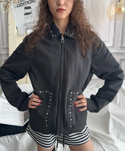 SHAGGIE（シャギー）の「【ユニセックス】スタッズ付きダブルファスナージャケット（その他アウター・メンズ・ブラック/ベージュ・FREE）」の4枚目の写真