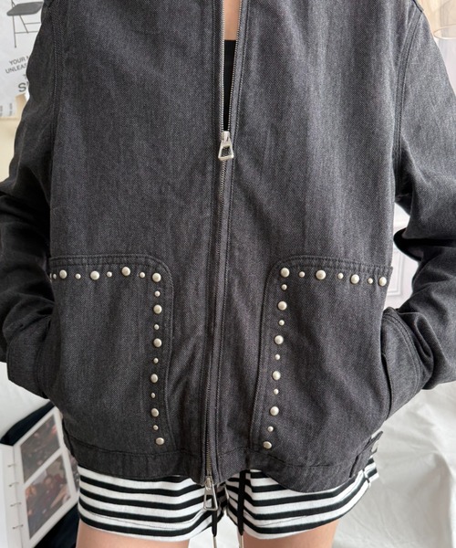SHAGGIE（シャギー）の「【ユニセックス】スタッズ付きダブルファスナージャケット（その他アウター・メンズ・ブラック/ベージュ・FREE）」の7枚目の写真