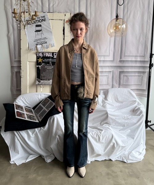 SHAGGIE（シャギー）の「【ユニセックス】スタッズ付きダブルファスナージャケット（その他アウター・メンズ・ブラック/ベージュ・FREE）」の15枚目の写真