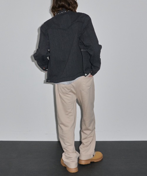 セール】【ユニセックス】スタッズ付きダブルファスナージャケット