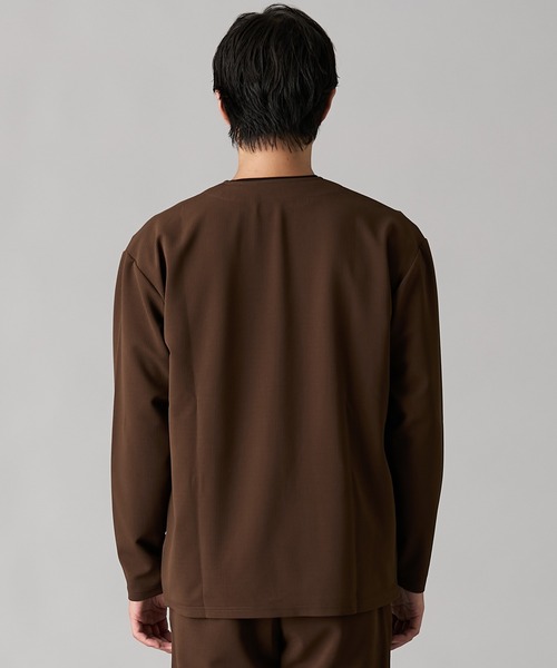 メンズスーツ】セットアップ可能 ふくれ織風カットソーノーカラー