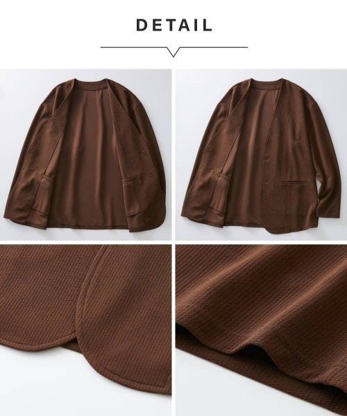 nissen（ニッセン）の「洗濯機OK！ふくれ織風カットソーノーカラージャケット　(M～10Lサイズ)（ノーカラージャケット・メンズ・ブラック/ブラウン/ネイビー・10L/8L/6L/5L/4L/3L/LL/L/M）」の8枚目の写真