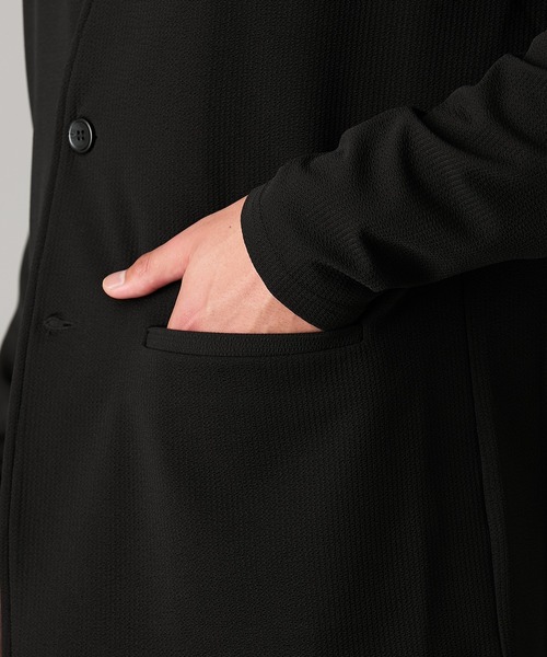 nissen（ニッセン）の「洗濯機OK！ふくれ織風カットソーノーカラージャケット　(M～10Lサイズ)（ノーカラージャケット・メンズ・ブラック/ブラウン/ネイビー・10L/8L/6L/5L/4L/3L/LL/L/M）」の10枚目の写真