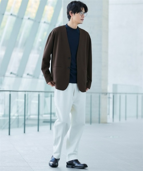 nissen（ニッセン）の「洗濯機OK！ふくれ織風カットソーノーカラージャケット　(M～10Lサイズ)（ノーカラージャケット・メンズ・ブラック/ブラウン/ネイビー・10L/8L/6L/5L/4L/3L/LL/L/M）」の12枚目の写真