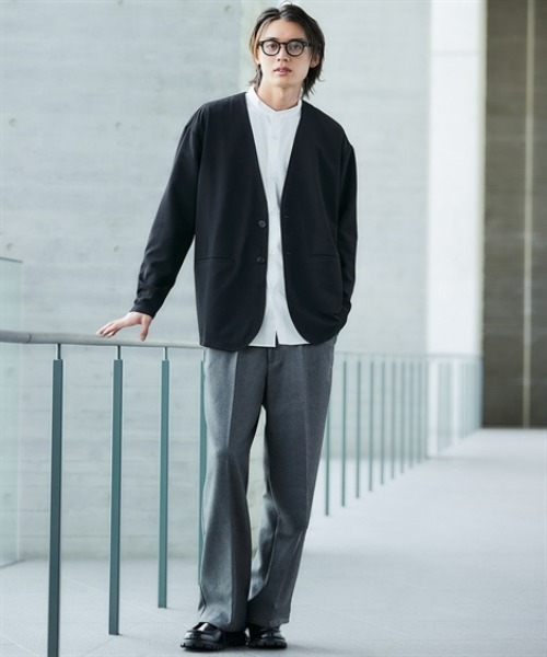 nissen（ニッセン）の「洗濯機OK！ふくれ織風カットソーノーカラージャケット　(M～10Lサイズ)（ノーカラージャケット・メンズ・ブラック/ブラウン/ネイビー・10L/8L/6L/5L/4L/3L/LL/L/M）」の16枚目の写真