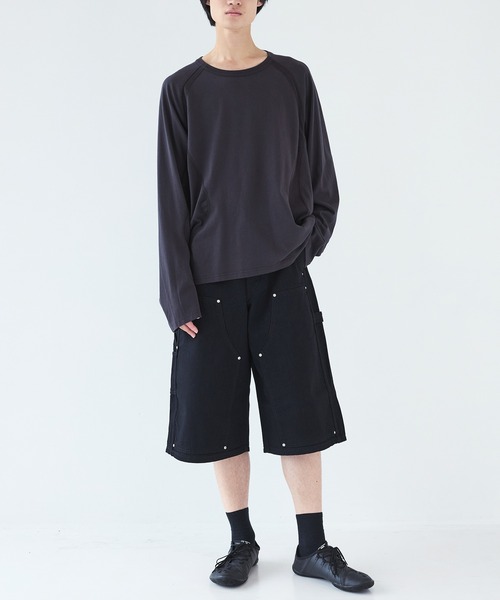 STUDIOUS（ステュディオス）の「【JieDa】別注 OW DOUBLE KNEE DENIM SHORTS（デニムパンツ・メンズ・ブラック・1）」の2枚目の写真