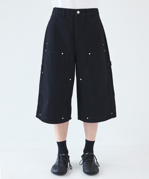 STUDIOUS（ステュディオス）の「【JieDa】別注 OW DOUBLE KNEE DENIM SHORTS（デニムパンツ・メンズ・ブラック・1）」の5枚目の写真