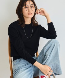 CROSS FUNCTION | 《洗える》綿100%クルーネックベーシックニット【CROSS FUNCTION/クロスファンクション】(ニット/セーター)