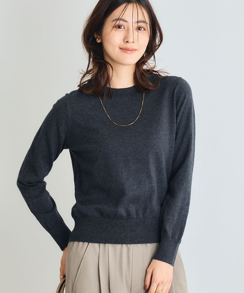 CROSS FUNCTION（クロスファンクション）の「《洗える》綿100％クルーネックベーシックニット【CROSS FUNCTION/クロスファンクション】（ニット/セーター・レディース・チャコールグレー/ブラック/ブラウン/オフホワイト/カーキ/サックスブルー/ピンク/杢グレー・LL/M/L）」の10枚目の写真