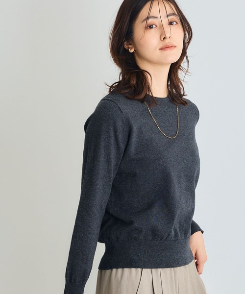 CROSS FUNCTION（クロスファンクション）の「《洗える》綿100％クルーネックベーシックニット【CROSS FUNCTION/クロスファンクション】（ニット/セーター・レディース・チャコールグレー/ブラック/ブラウン/オフホワイト/カーキ/サックスブルー/ピンク/杢グレー・LL/M/L）」の12枚目の写真