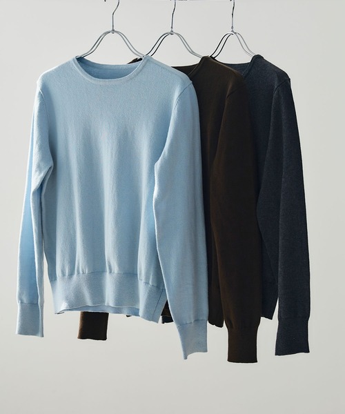 CROSS FUNCTION（クロスファンクション）の「《洗える》綿100％クルーネックベーシックニット【CROSS FUNCTION/クロスファンクション】（ニット/セーター・レディース・チャコールグレー/ブラック/ブラウン/オフホワイト/カーキ/サックスブルー/ピンク/杢グレー・LL/M/L）」の21枚目の写真