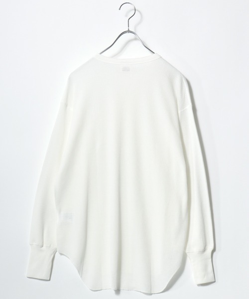 Healthknit(ヘルスニット)の「Healthknit(ヘルスニット)ベーシック ワッフル ヘンリーネック ラウンドヘムロングスリーブTシャツ(1P)/無地・ボーダーリンガー/ロンT/長袖トップス(Tシャツ/カットソー・レディース・ブラック系その他/オフホワイト/カーキブラウン/ブラック・M)」の21枚目の写真