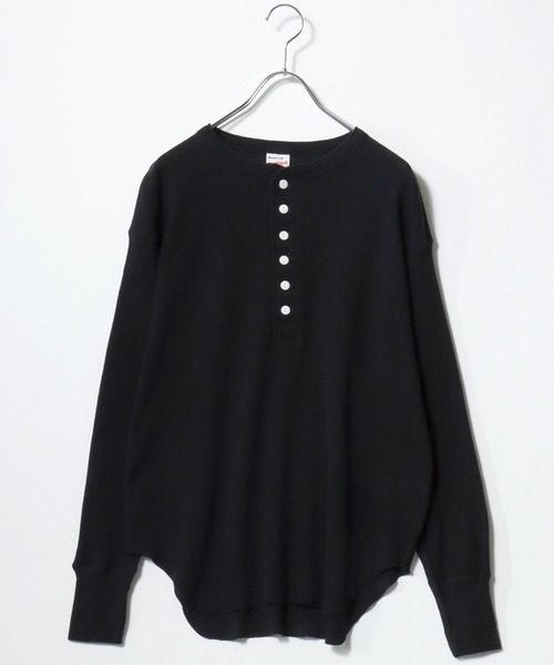 Healthknit(ヘルスニット)の「Healthknit(ヘルスニット)ベーシック ワッフル ヘンリーネック ラウンドヘムロングスリーブTシャツ(1P)/無地・ボーダーリンガー/ロンT/長袖トップス(Tシャツ/カットソー・レディース・ブラック系その他/オフホワイト/カーキブラウン/ブラック・M)」の22枚目の写真
