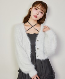 【今すぐお届け可能!/セットで着れる】milkyフェザーニットショートカーデ