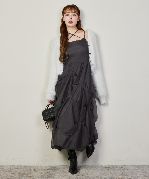 one after another NICE CLAUP（ワンアフターアナザーナイスクラップ）の「【今すぐお届け可能!/セットで着れる】milkyフェザーニットショートカーデ（カーディガン/ボレロ・レディース・ピンク/ダークブラウン/オフホワイト/グレー/サックスブルー・FREE）」の19枚目の写真