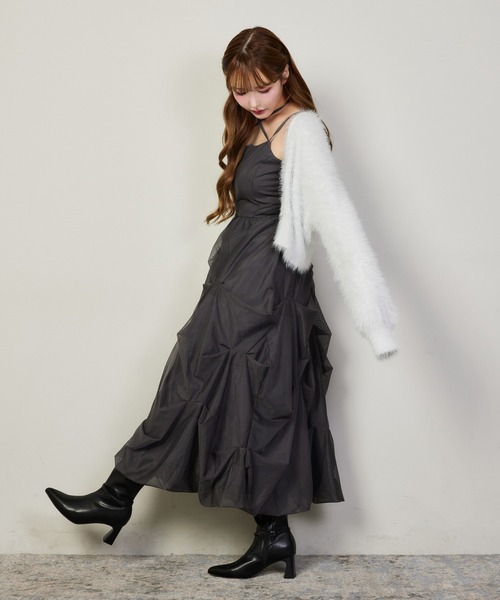 one after another NICE CLAUP（ワンアフターアナザーナイスクラップ）の「【今すぐお届け可能!/セットで着れる】milkyフェザーニットショートカーデ（カーディガン/ボレロ・レディース・ピンク/ダークブラウン/オフホワイト/グレー/サックスブルー・FREE）」の20枚目の写真