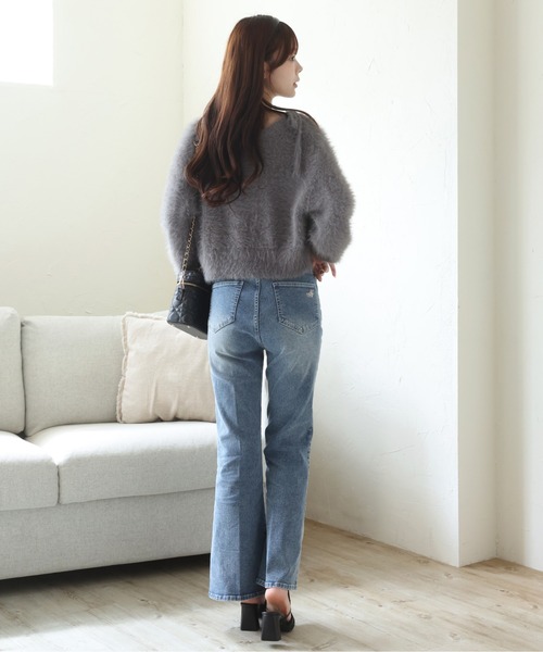 one after another NICE CLAUP（ワンアフターアナザーナイスクラップ）の「【今すぐお届け可能!/セットで着れる】milkyフェザーニットショートカーデ（カーディガン/ボレロ・レディース・ピンク/ダークブラウン/オフホワイト/グレー/サックスブルー・FREE）」の17枚目の写真