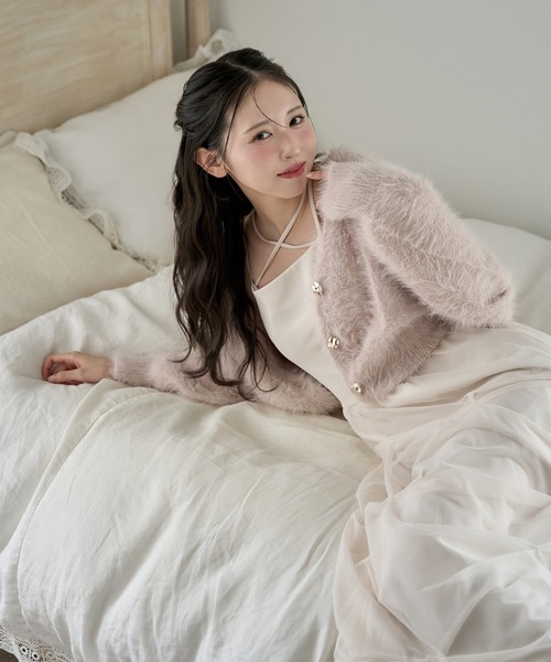 セットで着れる】milkyフェザーニットショートカーデ（カーディガン