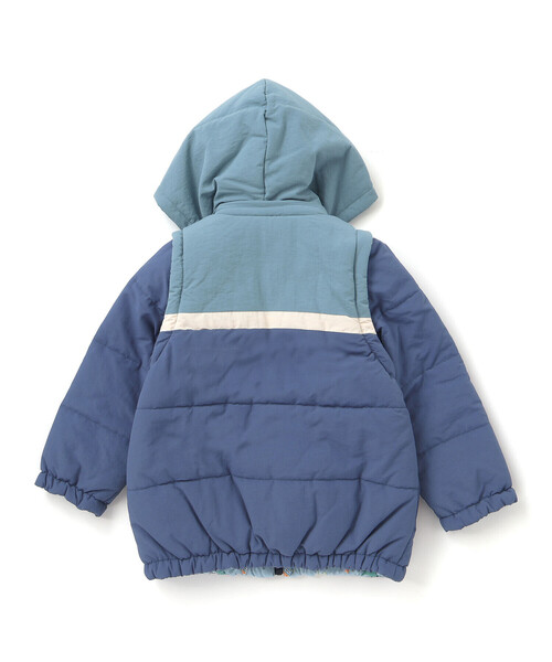 お揃い】バイカラー恐竜ロケット総柄8WAYコート(80~130cm)（ダウン