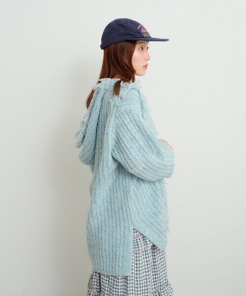 フード付フリンジMIXニット（ニット/セーター）｜w closet（ダブル