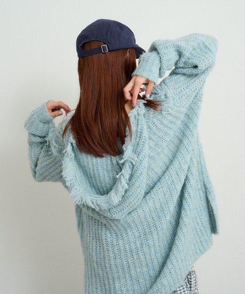 @circle様 セール】フード付フリンジMIXニット（ニット/セーター）｜w closet