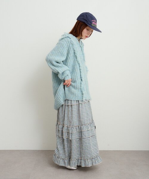 セール】フード付フリンジMIXニット（ニット/セーター）｜w closet