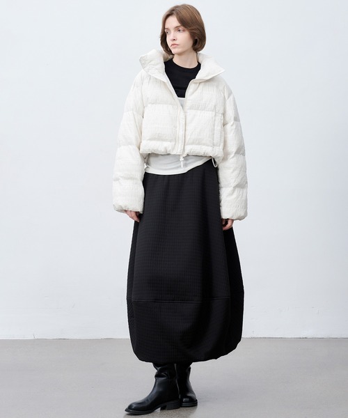 セール】【tageechita】ニュアンス柄 クロップド丈ライトダウン