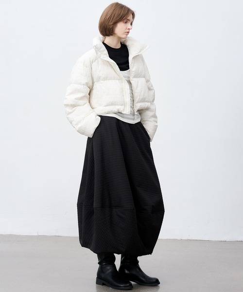 セール】【tageechita】ニュアンス柄 クロップド丈ライトダウン