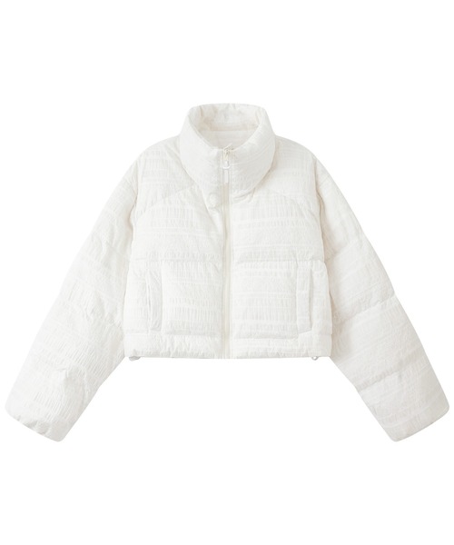 tageechita】ニュアンス柄 クロップド丈ライトダウンジャケット(ダウン