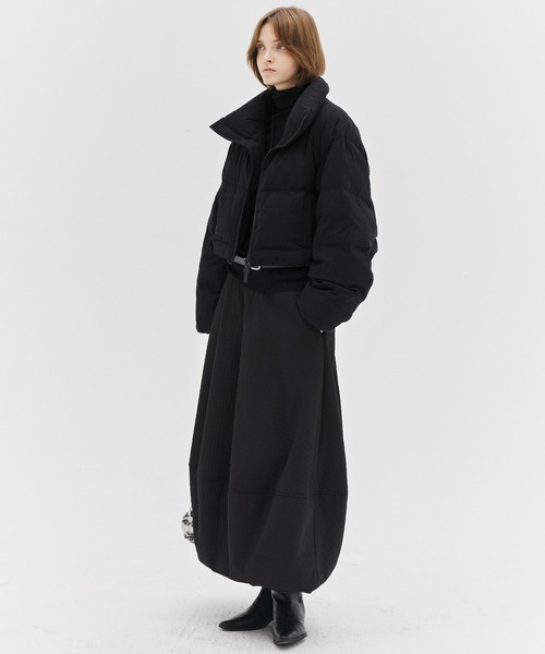 tageechita】ニュアンス柄 クロップド丈ライトダウンジャケット(ダウン