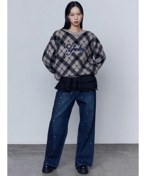 EMODA（エモダ）の「ニットレースラップスカート（スカート・レディース・ホワイト/ブラック・FREE）」の3枚目の写真