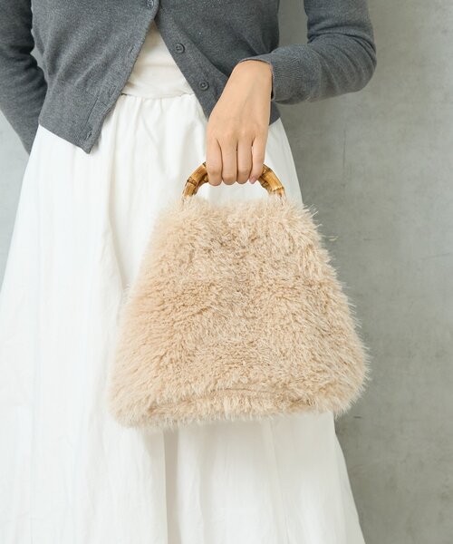BIRTHDAY BAR(バースデイバー)の「FUR BAMBOO TOTE ファーバンブートートバッグ(トートバッグ・レディース・ブラック/アイボリー/ブラウン・0)」の2枚目の写真