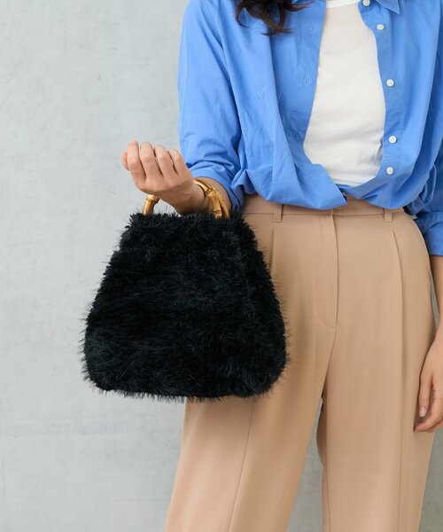 BIRTHDAY BAR(バースデイバー)の「FUR BAMBOO TOTE ファーバンブートートバッグ(トートバッグ・レディース・ブラック/アイボリー/ブラウン・0)」の1枚目の写真