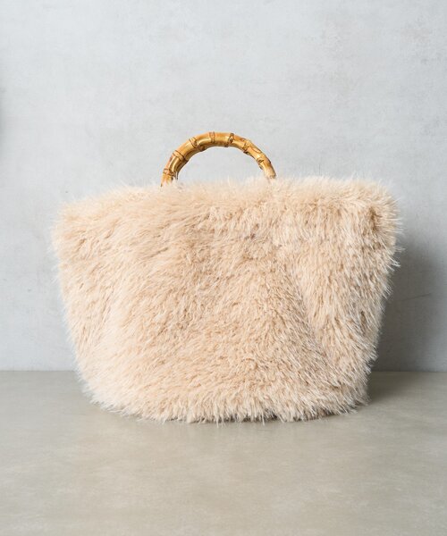 BIRTHDAY BAR(バースデイバー)の「FUR BAMBOO TOTE ファーバンブートートバッグ(トートバッグ・レディース・ブラック/アイボリー/ブラウン・0)」の16枚目の写真