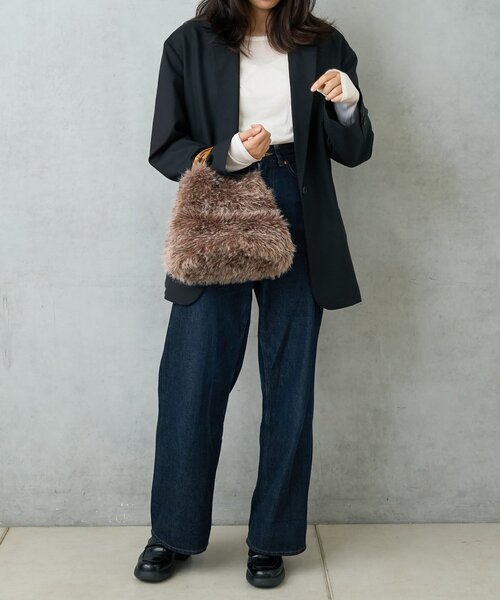 BIRTHDAY BAR(バースデイバー)の「FUR BAMBOO TOTE ファーバンブートートバッグ(トートバッグ・レディース・ブラック/アイボリー/ブラウン・0)」の6枚目の写真