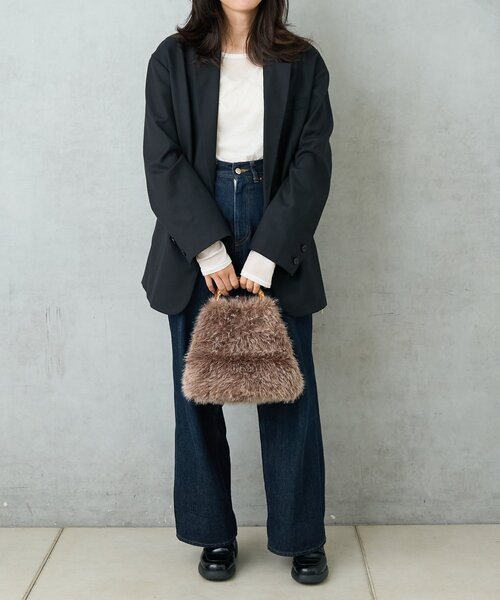 BIRTHDAY BAR(バースデイバー)の「FUR BAMBOO TOTE ファーバンブートートバッグ(トートバッグ・レディース・ブラック/アイボリー/ブラウン・0)」の7枚目の写真