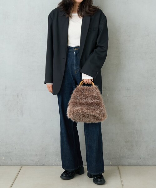 BIRTHDAY BAR(バースデイバー)の「FUR BAMBOO TOTE ファーバンブートートバッグ(トートバッグ・レディース・ブラック/アイボリー/ブラウン・0)」の8枚目の写真
