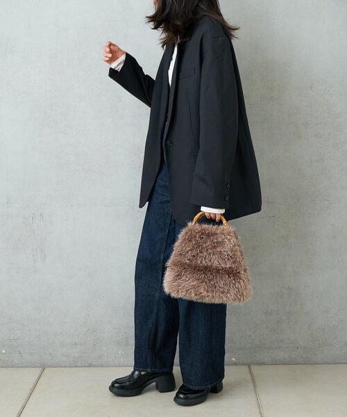 BIRTHDAY BAR(バースデイバー)の「FUR BAMBOO TOTE ファーバンブートートバッグ(トートバッグ・レディース・ブラック/アイボリー/ブラウン・0)」の10枚目の写真