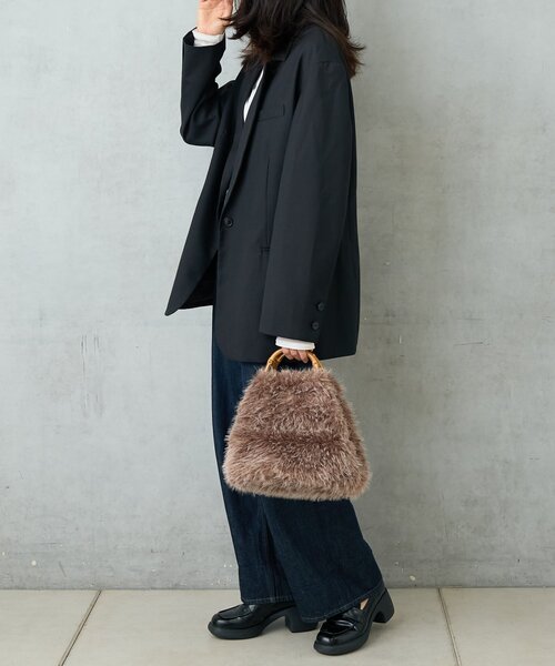 BIRTHDAY BAR(バースデイバー)の「FUR BAMBOO TOTE ファーバンブートートバッグ(トートバッグ・レディース・ブラック/アイボリー/ブラウン・0)」の11枚目の写真